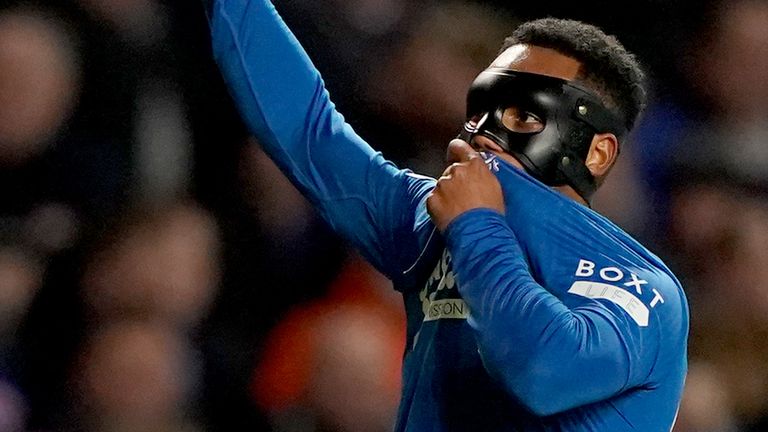 Danilo celebrates his first goal for Rangers against Sparta Prague