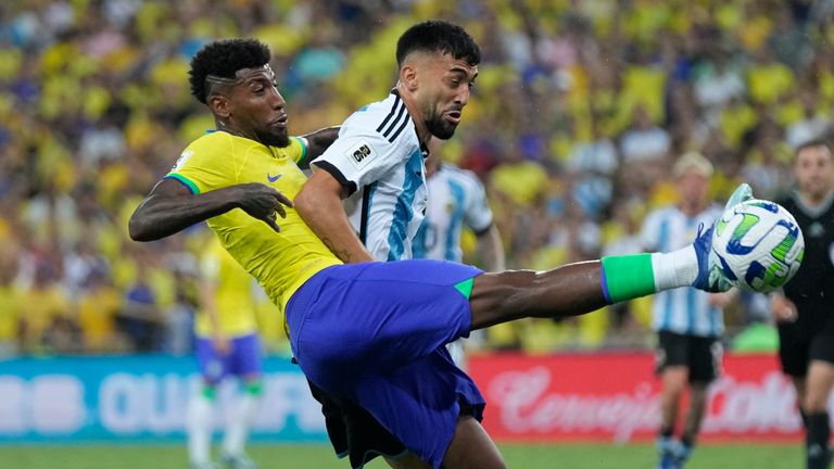 Emerson in action for Brazil against Argentina at the Maracana