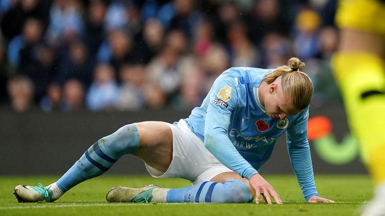 Erling Haaland during the match vs Bournemouth