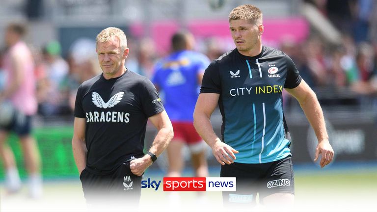 Saracens Director of Rugby Mark McCall and Owen Farrell