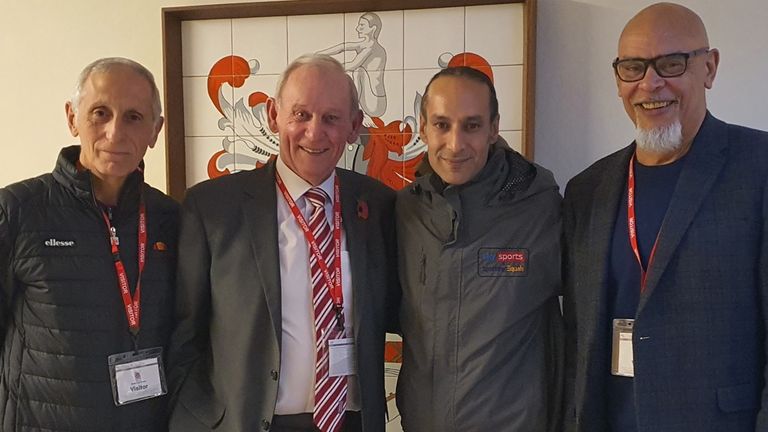 Stoke City legends George Berry, Dennis Smith and John Ruggiero (L-R) were at Frank Soo&#39;s induction into the Stoke-on-Trent Sporting Hall of Fame, alongside Sky Sports News&#39; Dev Trehan