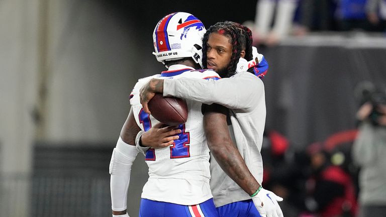 Buffalo Bills safety Damar Hamlin made an emotional return to Cincinnati, 10 months on from the same fixture where he suffered a cardiac arrest.