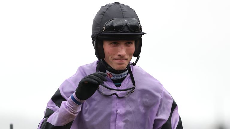 Jockey Harry Cobden after winning the Paddy Power Gold Cup on Stage Star