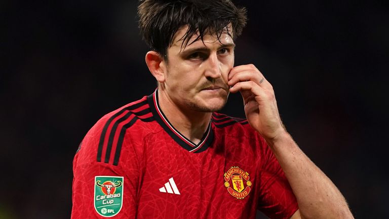 Harry Maguire during the Carabao Cup fourth round match at Old Trafford