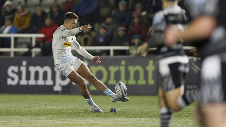 Henry Slade guided Exeter to an away win over Newcastle with a try, a conversion and a penalty