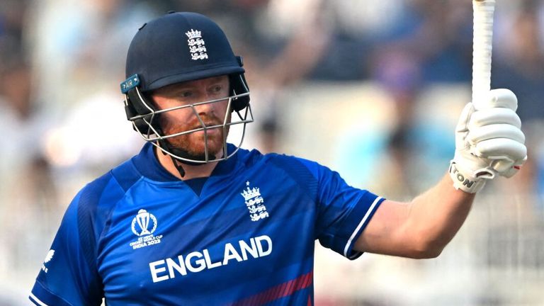 Jonny Bairstow made 59 in England's final Cricket World Cup match against Pakistan in Kolkata