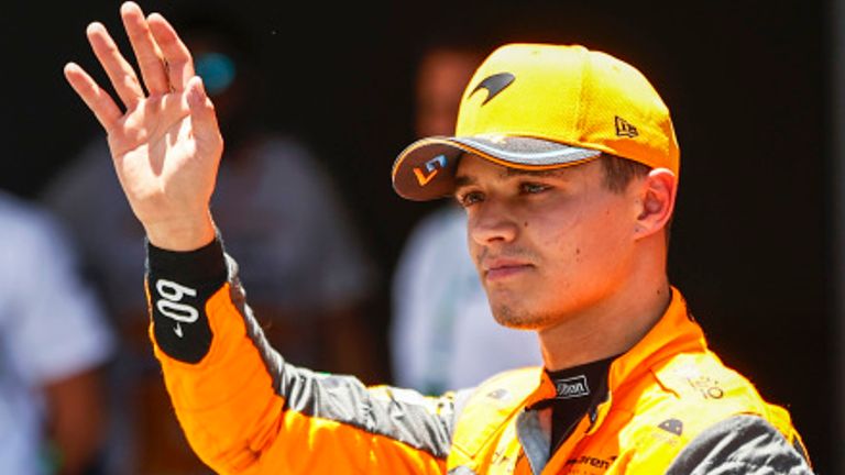 AUT..DROMO JOS.. CARLOS PACE, BRAZIL - NOVEMBER 04: Sprint pole winner Lando Norris, McLaren, in Parc Ferme during the Brazilian GP at Aut..dromo Jos.. Carlos Pace on Saturday November 04, 2023 in Sao Paulo, Brazil. (Photo by Andy Hone / LAT Images)