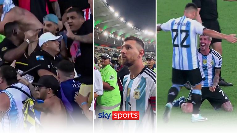 Lionel Messi watches Brazil police clash with Argentina fans 