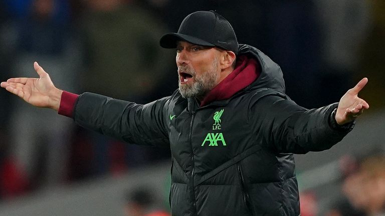 Liverpool manager Jurgen Klopp on the touchline during the UEFA Europa League Group E match at Anfield, Liverpool. Picture date: Thursday October 26, 2023.