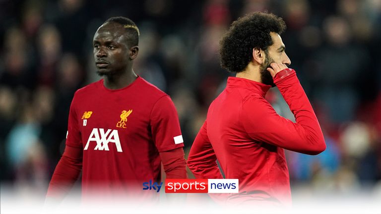 Liverpool&#39;s Sadio Mane, left, and Liverpool&#39;s Mohamed Salah