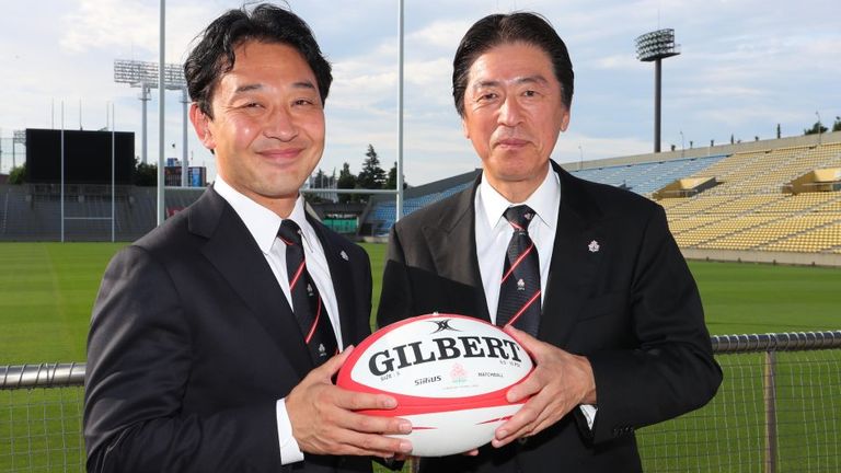 JRFU President Masato Tsuchida (right) has been a close friend of Jones' since 1996