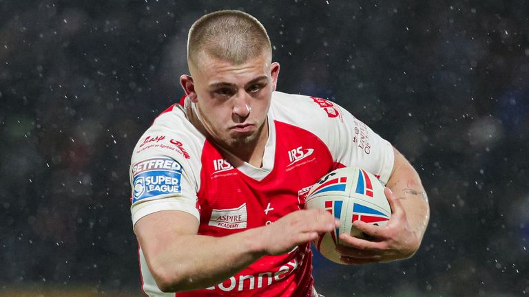 Picture by Alex Whitehead/SWpix.com - 24/03/2023 - Rugby League - Betfred Super League - Wakefield Trinity v Hull KR - Be Well Support Stadium, Wakefield, England - Hull KR’s Mikey Lewis in action.