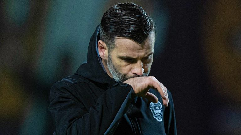 MOTHERWELL, SCOTLAND - NOVEMBER 01: Motherwell's Stuart Kettlewell looks dejected at full time during a cinch Premiership match between Motherwell and Aberdeen at Fir Park, on November 01, 2023, in Motherwell, Scotland.  (Photo by Craig Foy / SNS Group)