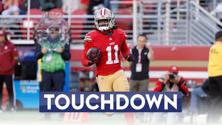 San Francisco 49ers' Brandon Aiyuk scores a 76-yard TD after he was found by Brock Purdy!
