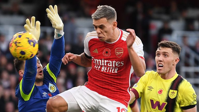 Leandro Trossard scores Arsenal's opening goal against Burnley