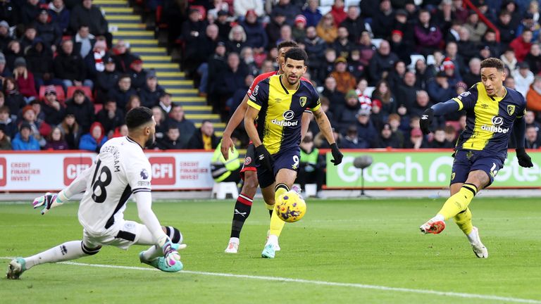 Marcus Tavernier scores Bournemouth's opening goal at Sheffield United