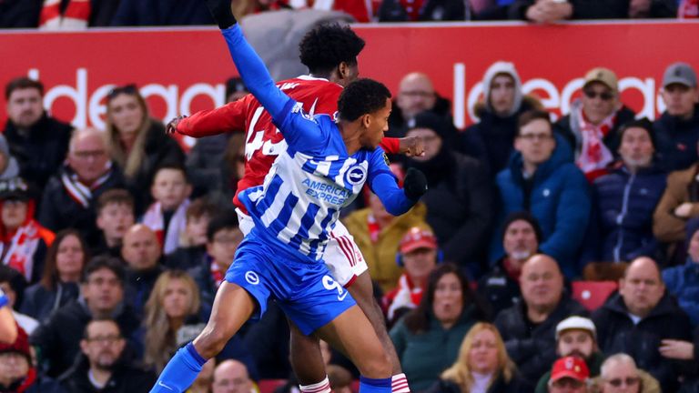 Joao Pedro heads Brighton in front against Nottingham Forest