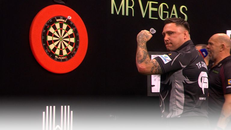 Gerwyn Price cruised to a 5-1 victory over Gian van Veen, hitting four big finishes along the way to top Group D at the Grand Slam of Darts