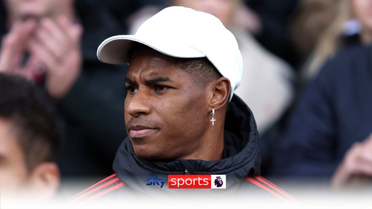 Manchester United&#39;s Marcus Rashford in the stands