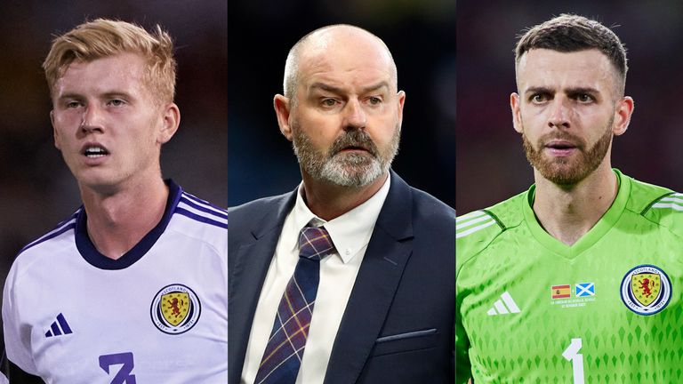 Josh Doig, Steve Clarke, Angus Gunn - credit Getty/AP Photo