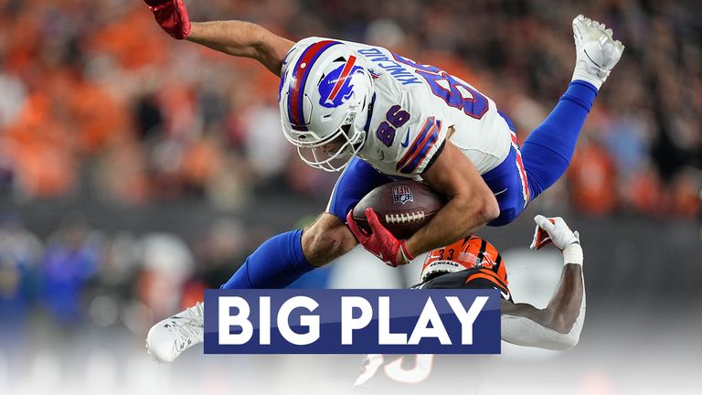 Cincinnati Bengals safety Nick Scott made a huge tackle on Buffalo Bills' Dalton Kincaid that produced a fumble and a recovery for the Bengals during their 24-18 victory.