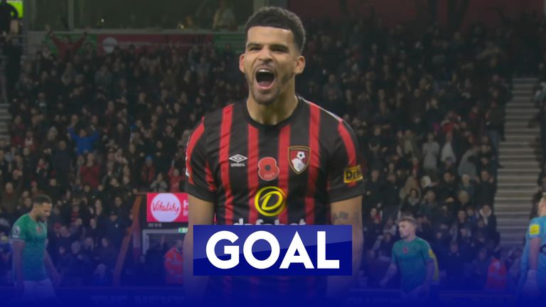 Bournemouth's Solanke scores against Newcastle