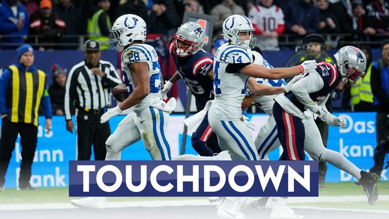 Indianapolis Colts running back Jonathan Taylor gets his team on the board against the Patriots in Frankfurt