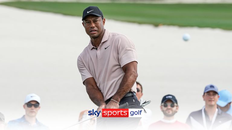 Tiger Woods watches his shot at the third green during the first round of the Hero World Challenge PGA Tour at the Albany Golf Club, in New Providence, Bahamas
