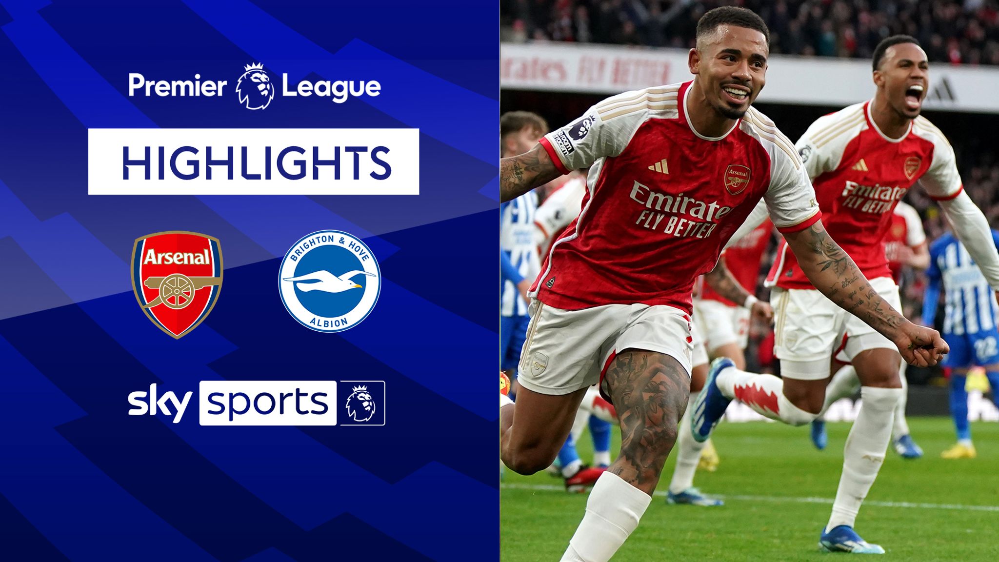 Arsenal move top of Premier League with 2-0 win over Brighton