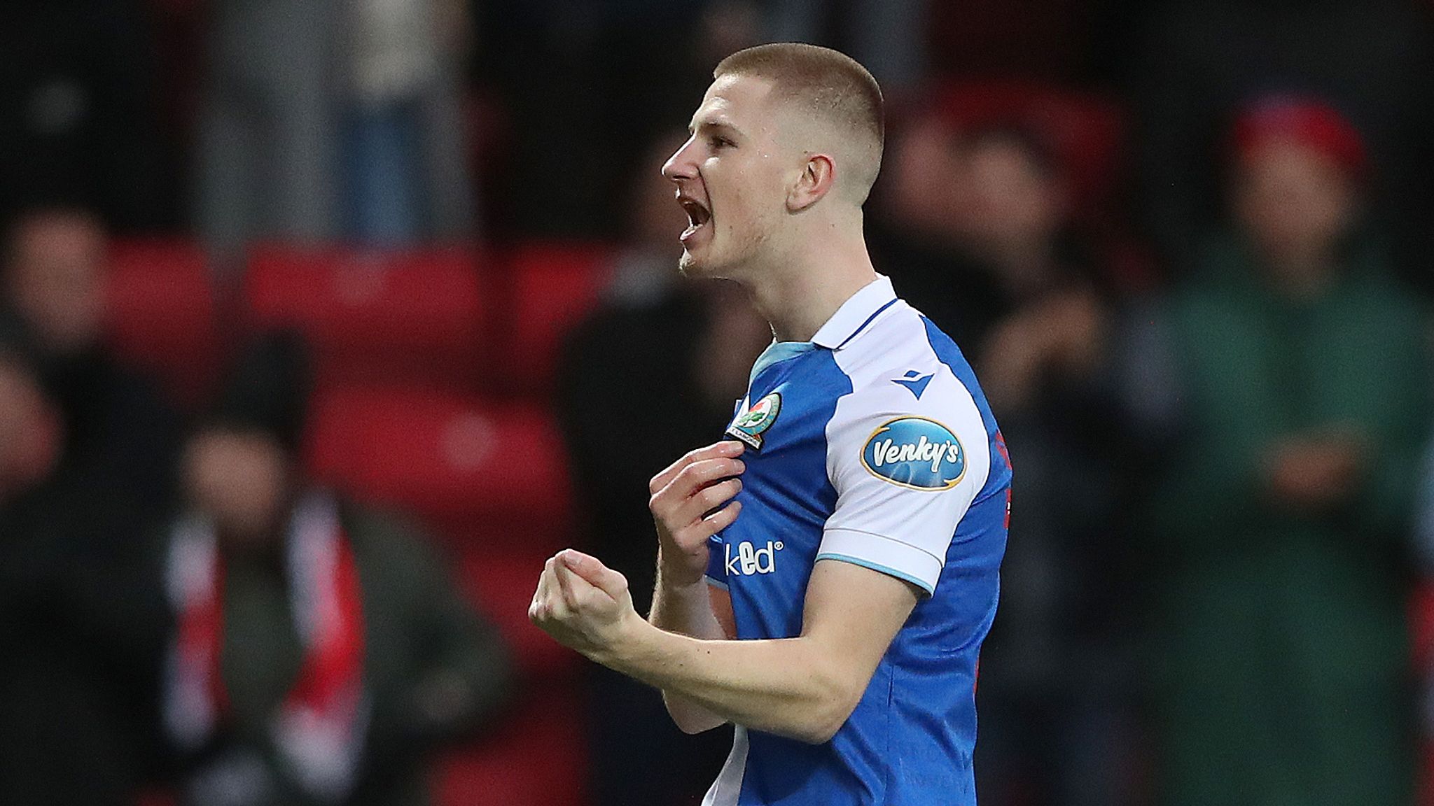  Adam Wharton of Blackburn Rovers celebrates scoring a goal during the match against Crystal Palace.