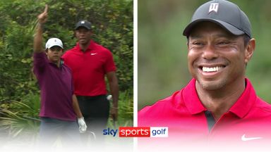 'Come on?! | Tiger beaming after spectacular hole-out from son Charlie!