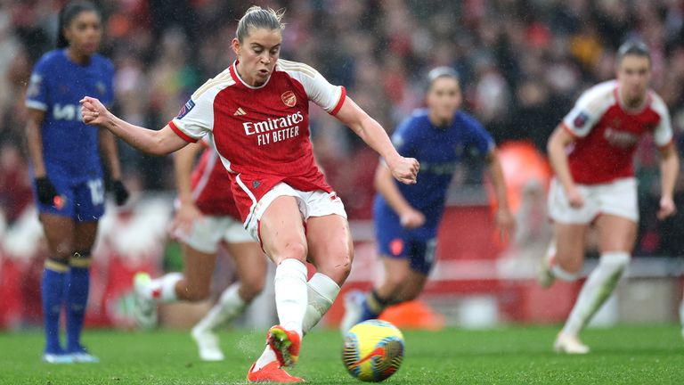 Arsenal's Alessia Russo scores Arsenal's fourth goal of the game vs Chelsea