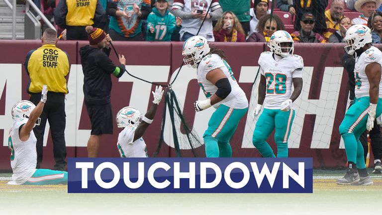 Miami quarterback Tua Tagovailoa lofted it to wide receiver Tyreek Hill for the 78-yard touchdown as the Dolphins opened the scoring against the Washington Commanders.