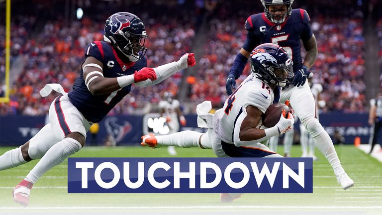 Courtland Sutton somehow managed to score in the corner as Denver looked to mount a comeback against Houston.