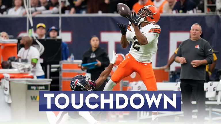 Cleveland quarterback Joe Flacco somehow found Amari Cooper with an incredible pass as the Browns extended their lead over the Houston Texans in the first half.