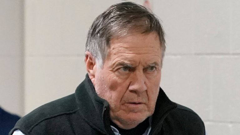 New England Patriots head coach Bill Belichick arrives at Acrisure Stadium for an NFL football game against the Pittsburgh Steelers in Pittsburgh, Thursday, Dec. 7, 2023. (AP Photo/Gene J. Puskar)