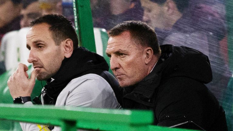 GLASGOW, SCOTLAND - DECEMBER 16: Celtic Manager Brendan Rodgers during a cinch Premiership match between Celtic and Heart of Midlothian at Celtic Park, on December 16, 2023, in Glasgow, Scotland.  (Photo by Craig Williamson / SNS Group)