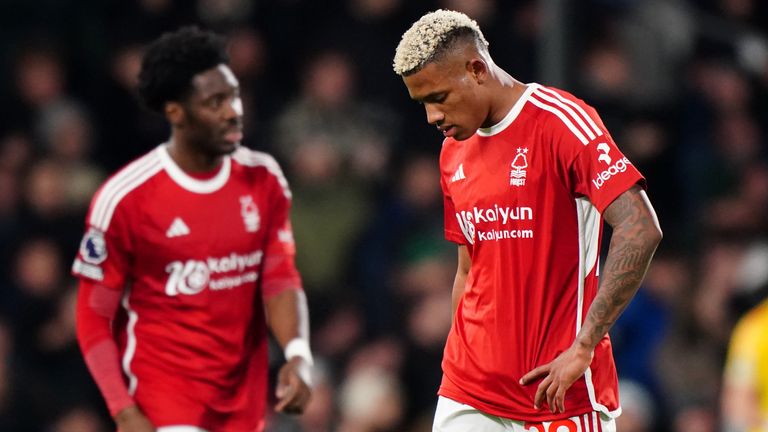 Nottingham Forest's Danilo appears dejected after his side concede a fifth goal