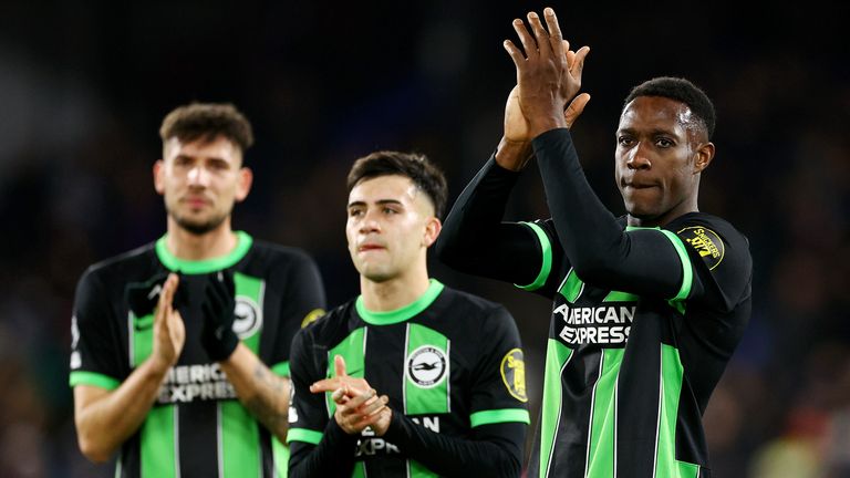 Danny Welbeck applauds the fans after Brighton's draw with Crystal Palace