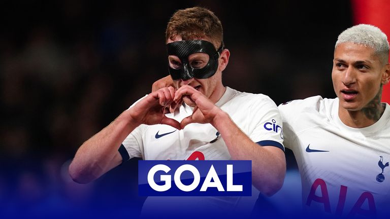 Tottenham Hotspur&#39;s Dejan Kulusevski (left) celebrates scoring their side&#39;s second goal of the game with team-mate Richarlison during the Premier League match at City Ground, Nottingham. Picture date: Friday December 15, 2023.