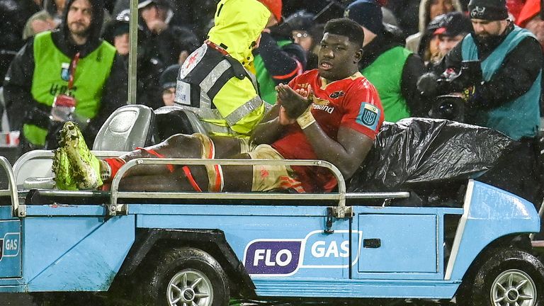 Munster's 21-year-old second row Edwin Edogbo - one of their standout players this season - suffered a suspected Achilles rupture