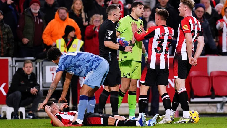 Tempers flare at the G-tech Stadium following an altercation between Emiliano Martinez and Neal Maupay