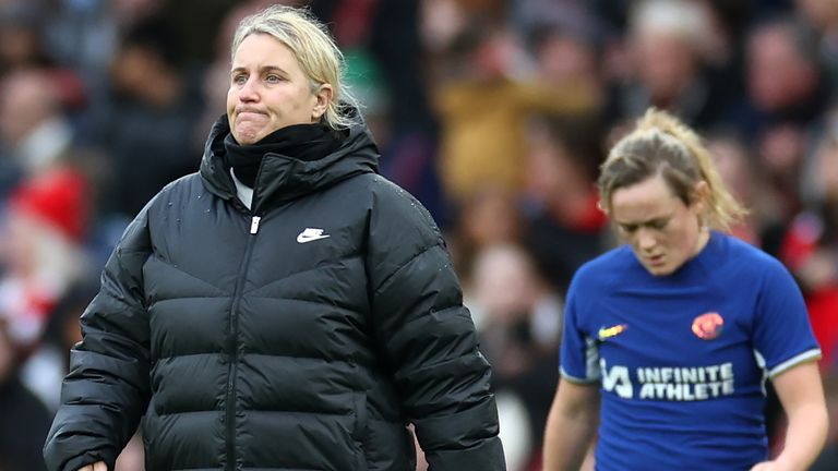 Emma Hayes and Erin Cuthbert after losing 4-1 to Arsenal