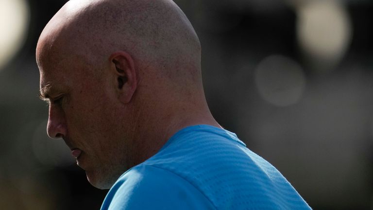 Argentina assistant coach Felipe Contepomi stands on the field prior to a rugby test match against Scotland in Salta, Argentina, Saturday, July 9, 2022. (AP Photo/Natacha Pisarenko) 