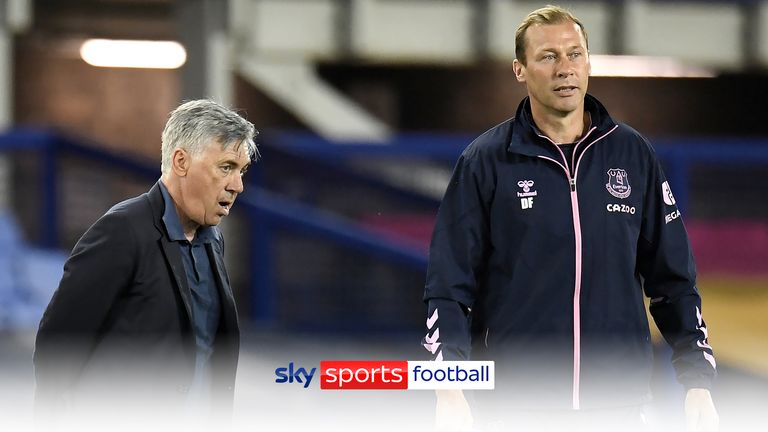 Everton manager Carlo Ancelotti (left) with assistant Duncan Ferguson after the Carabao Cup second round match at Goodison Park, Liverpool.