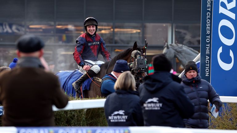 Sheehan is all smiles as Coral Gold Cup winner Datsalrightgino returns to the winner's enclosure