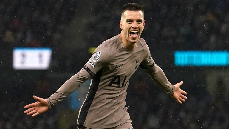 Giovani Lo Celso celebrates after equalising for Spurs