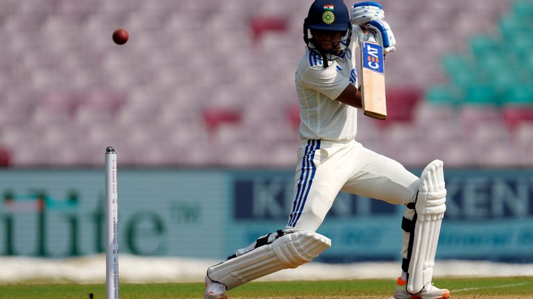 India's Harmanpreet Kaur bats on the first day of the first test cricket match between India and England in Mumbai, India, Thursday, Dec. 14, 2023. (AP Photo/Rajanish Kakade)