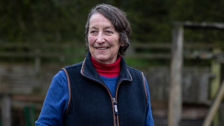 Henrietta Knight, the retired racehorse trainer, poses for a portrait in the schooling ring that she uses to teach young horses how to jump, near her home in West Lockinge on February 28th 2020 in Oxfordshire (Photo by Tom Jenkins) 