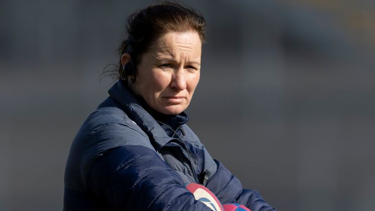 EXETER, ENGLAND - FEBRUARY 26: Worcester Warriors' Head Coach Jo Yapp during the Allianz Womens Prem15s match between Exeter Chiefs Women and Worcester Warriors Women at Sandy Park on February 26, 2022 in Exeter, England. (Photo by Bob Bradford - CameraSport via Getty Images)                                                                                                                          